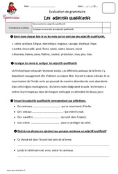 Adjectifs qualificatifs - Examen Evaluation - Bilan : 5eme Primaire - PDF à imprimer