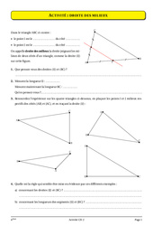 Triangle - Milieux - Parallèles - Géométrie - Cours - Exercices - Mathématiques : 2eme Secondaire - PDF à imprimer