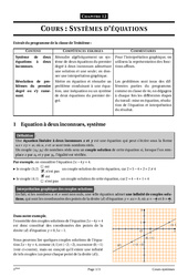Systèmes d’équations à deux inconnues - Cours - Exercices - Mathématiques : 3eme Secondaire - PDF à imprimer