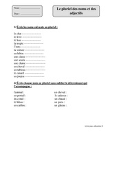 Pluriel des noms et adjectifs - Exercices corrigés - Orthographe : 4eme Primaire - PDF à imprimer