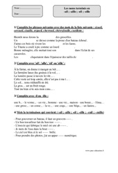 Noms en eil eille ail aille - Exercices corrigés - Orthographe : 4eme Primaire - PDF à imprimer