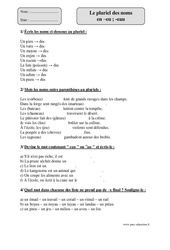 Noms en- Fiches eu au eau - Exercices corrigés - Orthographe : 4eme Primaire - PDF à imprimer
