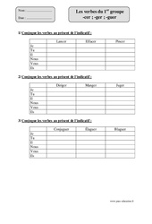 Verbes du 1er groupe - cer, - ger, - guer - Exercices corrigés - Conjugaison : 4eme Primaire - PDF à imprimer