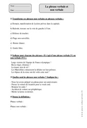 Phrase verbale et non verbale - Exercices corrigés - Grammaire : 4eme Primaire - PDF à imprimer