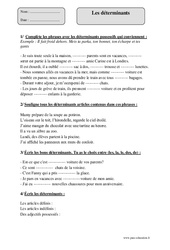 Déterminants - Exercices corrigés - Grammaire : 4eme Primaire - PDF à imprimer