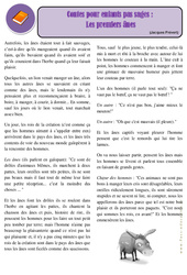 Conte pour enfants pas sage - Les premiers ânes - Conte - Lecture : 3eme Primaire - PDF à imprimer