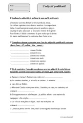Adjectif qualificatif - Exercices corrigés - Grammaire : 4eme Primaire - PDF à imprimer