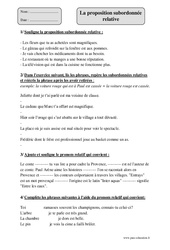 Proposition subordonnée relative - Exercices corrigés - Grammaire : 4eme Primaire - PDF à imprimer