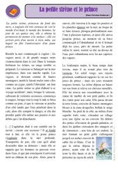 La petite sirène et le prince - Conte - Lecture : 4eme, 5eme Primaire - PDF à imprimer