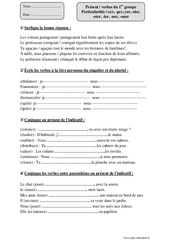 Présent - verbes du 1er groupe Particularités / - cer, - ger, - yer, - eler, - eter, - ier, - uer, - ouer - Exercices corrigés - Conjugaison : 4eme Primaire - PDF à imprimer