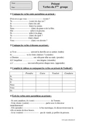 Présent - Verbes du   groupe - Exercices corrigés - Conjugaison : 4eme Primaire - PDF à imprimer