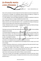 La branche morte - Conte d’Océanie - Lecture - Contes du monde : 4eme, 5eme Primaire - PDF à imprimer