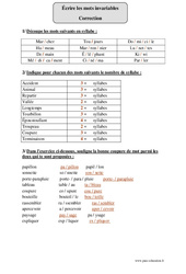 Coupe syllabique - Exercices corrigés - Orthographe : 5eme Primaire - PDF à imprimer