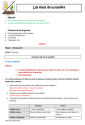 Séquence - Fiche de préparation Etats de la matière - Solide - Liquide - Séquence - Fiche de préparation : 2eme Primaire - PDF à imprimer
