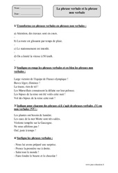 Phrase verbale - Phrase non verbale - Exercices corrigés - Grammaire : 5eme Primaire - PDF à imprimer