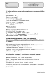 Compléments circonstanciels - Exercices corrigés - Grammaire : 5eme Primaire - PDF à imprimer