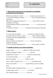 Conjonction - Exercices corrigés - Grammaire : 5eme Primaire
