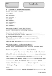 Adverbes - Exercices corrigés - Grammaire : 5eme Primaire - PDF à imprimer