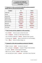 Présent de l’indicatif - Verbes du 1er groupe - Exercices corrigés - Conjugaison : 5eme Primaire - PDF à imprimer