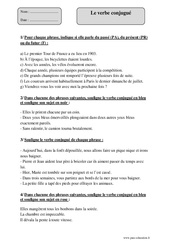 Verbe conjugué - Exercices corrigés - Grammaire : 5eme Primaire - PDF à imprimer