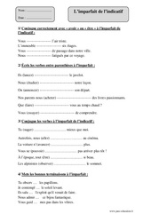 Imparfait - Exercices corrigés - Conjugaison : 5eme Primaire - PDF à imprimer