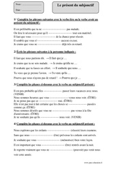 Présent du subjonctif - Exercices corrigés - Conjugaison : 5eme Primaire - PDF à imprimer