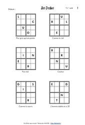 Sudoku des lettres - Vocabulaire ludique - Français : 4eme Primaire - PDF à imprimer