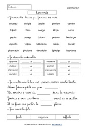 Les mots - La phrase - Le verbe - Grammaire - Français : 2eme Primaire - PDF à imprimer