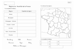 Géographie administrative - Les régions de France : 4eme, 5eme Primaire - PDF à imprimer