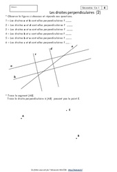 Droites perpendiculaires - Exercices de géométrie : 4eme Primaire - PDF à imprimer