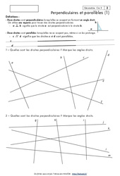 Perpendiculaires - Parallèles - Géométrie - Mathématiques : 5eme Primaire - PDF à imprimer