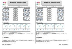 Sens de la multiplication - Exercices corrigés - Mathématiques : 2eme Primaire - PDF à imprimer