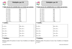 Multiplier par 10 - Exercices corrigés - Mathématiques : 2eme Primaire - PDF à imprimer