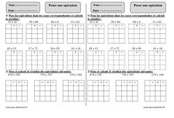 Poser une opération - Exercices corrigés - Calcul - Mathématiques : 2eme Primaire - PDF à imprimer