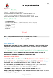 Sujet du verbe - Fiche de préparation : 4eme Primaire - PDF à imprimer