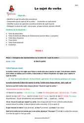 Séquence - Fiche de préparation Sujet du verbe - Séquence - Fiche de préparation : 4eme Primaire - PDF à imprimer