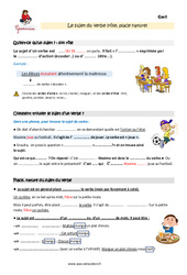 Sujet du verbe - Cours, Leçon : 4eme Primaire - PDF gratuit à imprimer