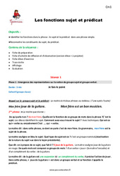 Fonctions sujet et prédicat - Séquence - Fiche de préparation : 4eme Primaire - PDF à imprimer