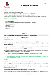 Sujet du verbe - Fiche de préparation : 5eme Primaire - PDF à imprimer