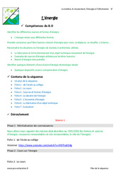 Séquence - Fiche de préparation Energie - Séquence - Fiche de préparation : 6eme Primaire - PDF à imprimer