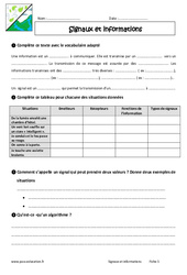 Signaux et informations - Examen Evaluation - Bilan : 6eme Primaire - PDF à imprimer
