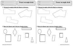 Tracer un angle droit - Exercices corrigés - Géométrie : 2eme Primaire - PDF à imprimer
