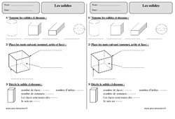 Solides - Exercices - Géométrie : 2eme Primaire - PDF à imprimer
