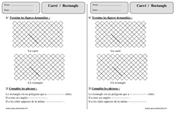 Carré - Rectangle - Exercices corrigés - Géométrie : 2eme Primaire - PDF à imprimer