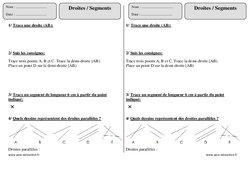 Droites - Segments - Exercices corrigés - Géométrie : 2eme Primaire - PDF à imprimer