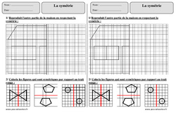 Symétrie - Exercices corrigés - Géométrie : 2eme Primaire - PDF à imprimer