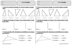Triangles - Exercices corrigés - Géométrie : 2eme Primaire - PDF à imprimer