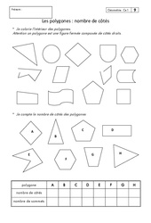 Polygones - Nombre de côtés - Exercices corrigés - Géométrie : 2eme Primaire - PDF à imprimer