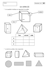 Solides - Exercices corrigés - Géométrie : 2eme Primaire - PDF à imprimer