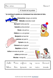 A l’école de la poésie - Lecture compréhension - Français : 1ere, 2eme Primaire - PDF à imprimer